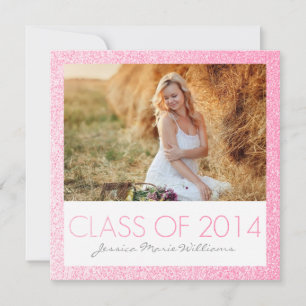 Pink Glitter Graduation Party Invitations