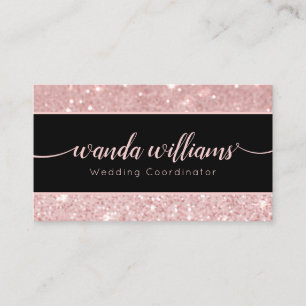 Pink Glitter Handwritten Calligraphy Business Card
