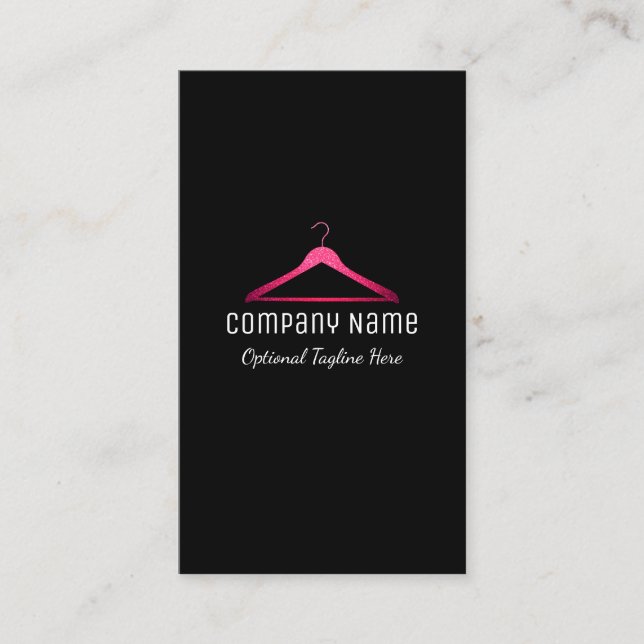 Pink Glitter Hanger Logo Business Card (Front)