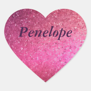Pink Glitter Heart Girls Name Heart Sticker