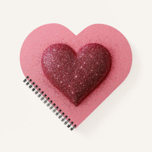 Pink glitter heart notebook. notebook