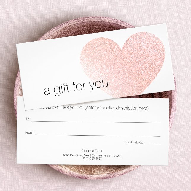 Pink Glitter Heart Salon Spa Gift Certificate (Creator Uploaded)