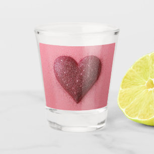 Pink glitter heart shot glasses. shot glass