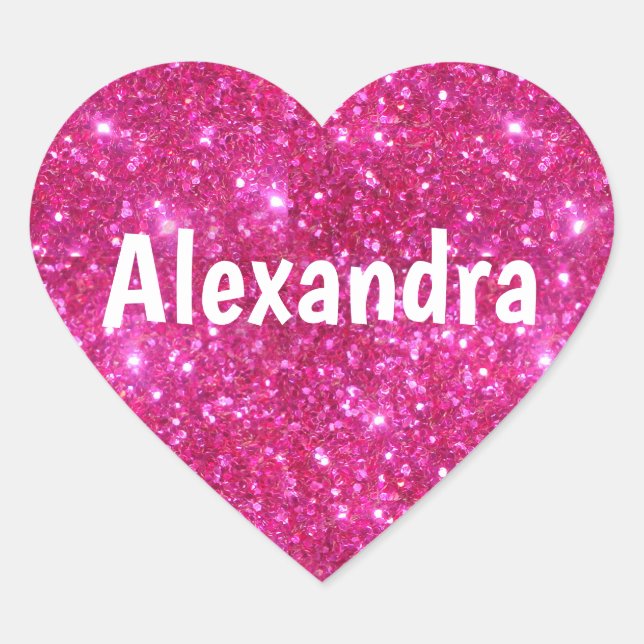 Pink Glitter Heart Sticker (Front)