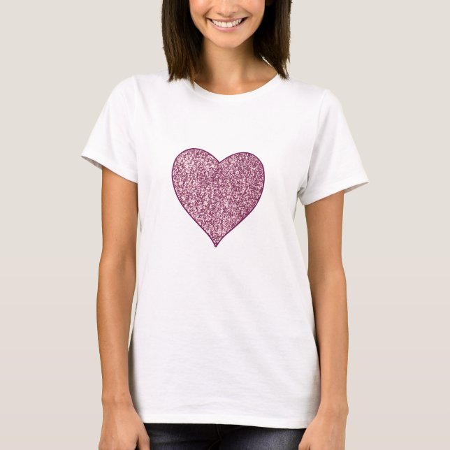 Pink Glitter Heart T-Shirt (Front)