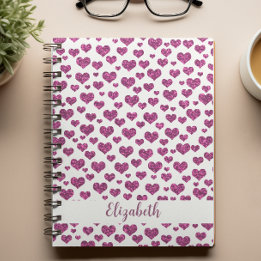 Pink Glitter Hearts Bright Colourful Custom Notebook
