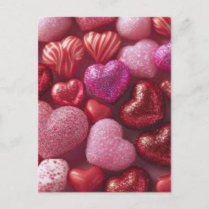 Pink Glitter Hearts Design Valentine`s Day Card