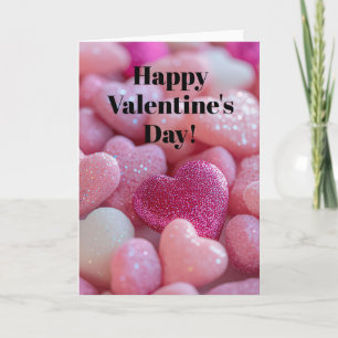 Pink Glitter Hearts Design Valentine`s Day Card