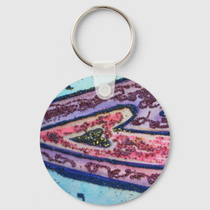 Pink Glitter Hearts Pendant Art Charm Keychains