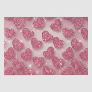 Pink Glitter Hearts Sparkly Romantic Tissue Paper 