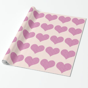 Pink Glitter Hearts Wrapping Paper