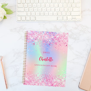 Pink glitter holographic name 2027 planner