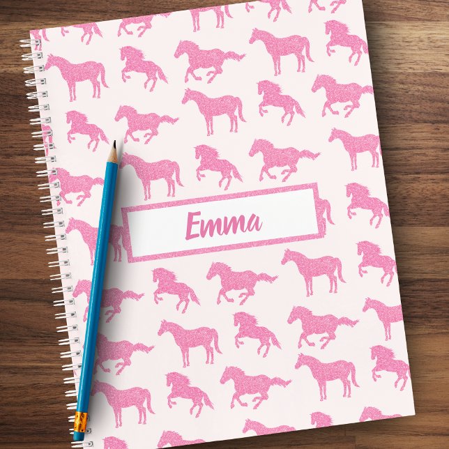 Pink Glitter Horse Pattern Little Girl First Name Notebook (Creator Uploaded)