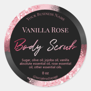 Pink Glitter Ink On Black Body Scrub Labels