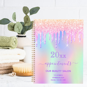 Pink glitter iridescent beauty salon 2022 planner