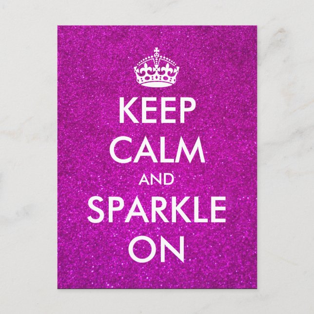 Pink glitter Keep calm and sparkle on postcards (Front)