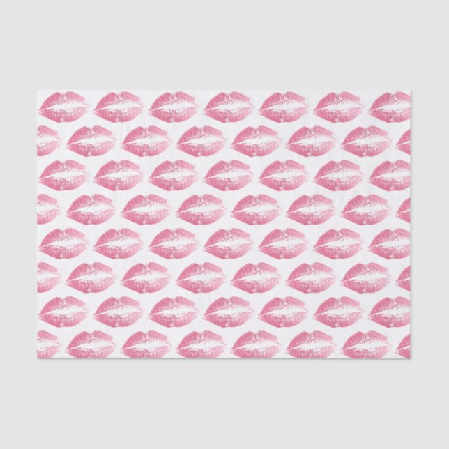 Pink glitter kiss pattern tissue paper (Front)