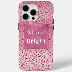 Pink Glitter Leopard Ombre iPhone 15 Pro Max Case