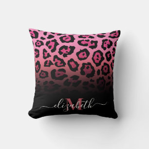 Pink Glitter Leopard Print Cushion