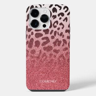 Pink Glitter Leopard Skin iPhone 14 Pro Max Case