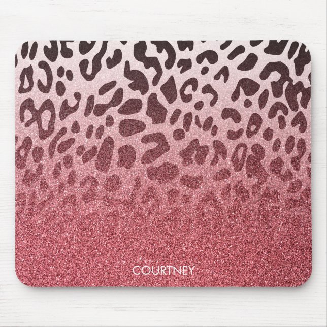 Pink Glitter Leopard Skin Mouse Pad (Front)