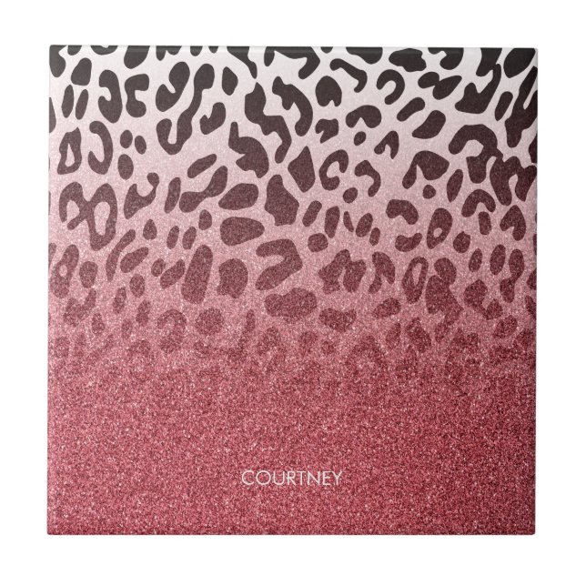 Pink Glitter Leopard Skin Tile (Front)