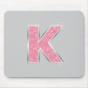 Pink Glitter letter K Mouse Pad