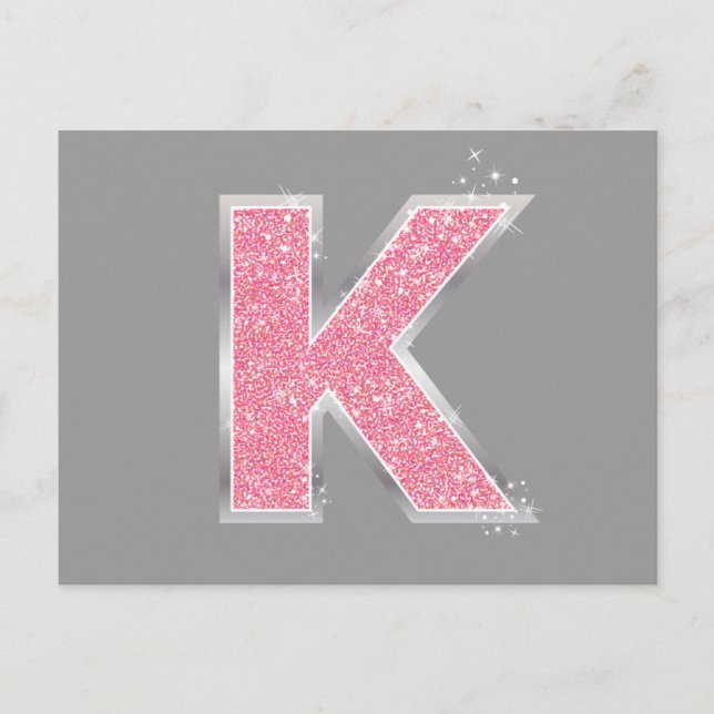 Pink Glitter letter K Postcard (Front)