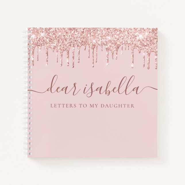 Pink Glitter Letters to My Daughter Keepsake Notebook (Front)