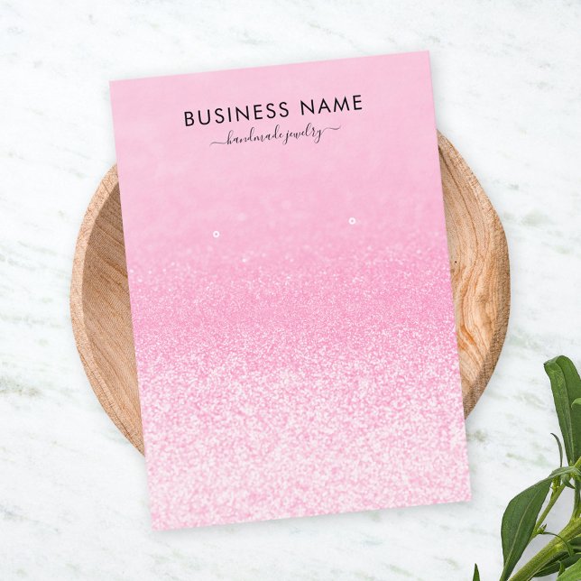 Pink Glitter Lights Earring Jewellery Display Business Card (Creator Uploaded)