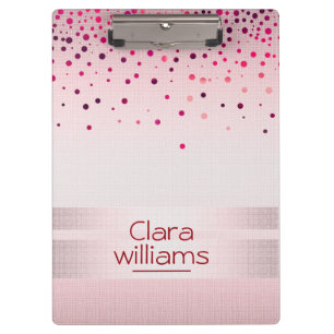 Pink  Glitter Linen Sparkle Confetti Modern Clipboard