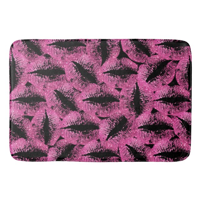 Pink Glitter Lips #3 Bath Mat (Front)