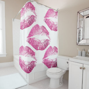 Pink Glitter Lips #3 Shower Curtain