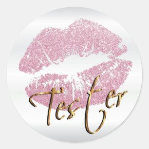 Pink Glitter Lips 3 - Tester Classic Round Sticker