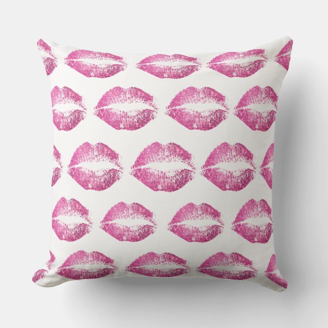 Pink Glitter Lips Cushion (Front)