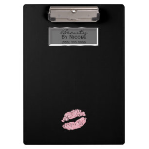 Pink Glitter Lips Elegant Chic Glam Personalised Clipboard