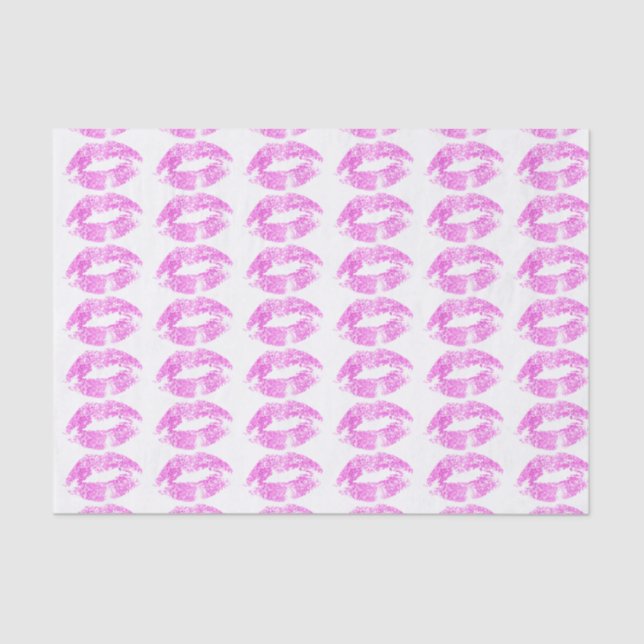 Pink Glitter Lips Pattern Tissue Paper (Front)