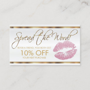 Pink Glitter Lipstick Business Referral Card