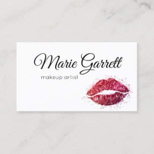 Pink Glitter Lipstick Kiss Business Card