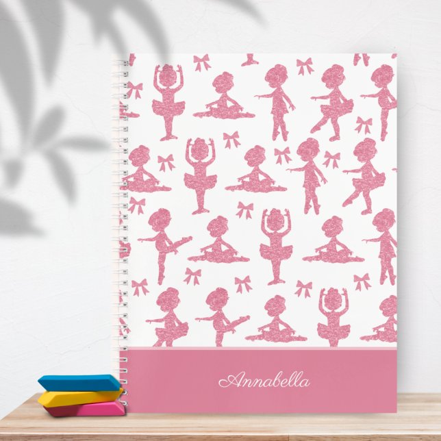 Pink Glitter Little Girl Ballerina Ballet Pattern Notebook (Creator Uploaded)