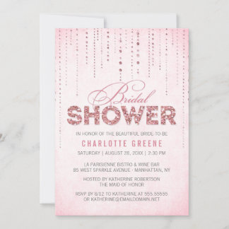 Pink Glitter Look Bridal Shower Invitation