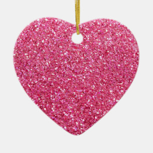Pink Glitter Look Ceramic Tree Decoration