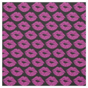 Pink Glitter Look Lips Pattern Fabric