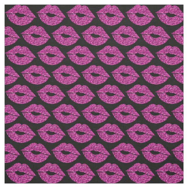 Pink Glitter Look Lips Pattern Fabric (Swatch)
