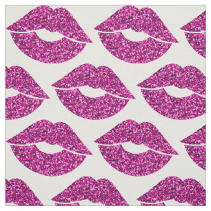 Pink Glitter Look Lips Pattern Fabric