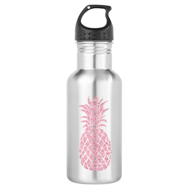 pink glitter look pineapple 532 ml water bottle (Front)