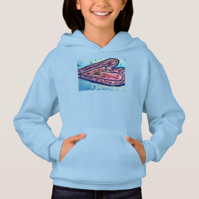 Pink Glitter Love Hearts Art Hoodie Sweatshirt (Front)