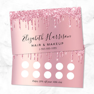 Pink Glitter Loyalty Discount Card