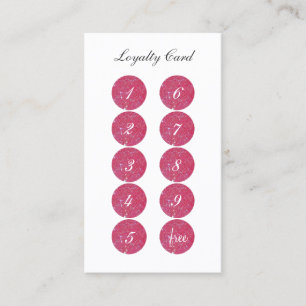 Pink Glitter Loyalty Punch Business Card