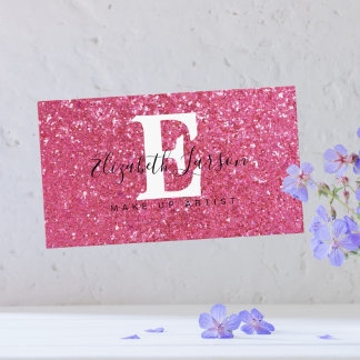 Pink Glitter Makeup Artist Hair Salon Loyalty Card